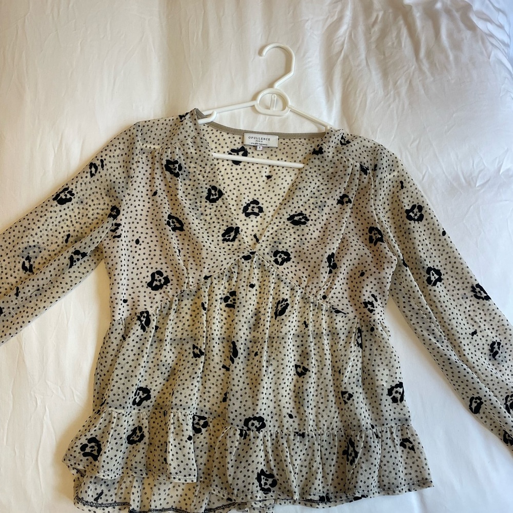 Wilfred Cream and Black Polka Dot Blouse